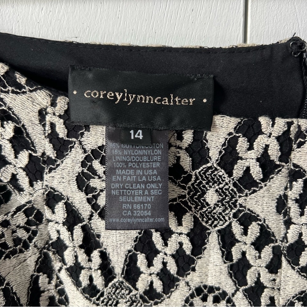 Corey Lynn Calter Lace Crop Pants Anthropologie Womens Size 14 Black White - Picture 5 of 5